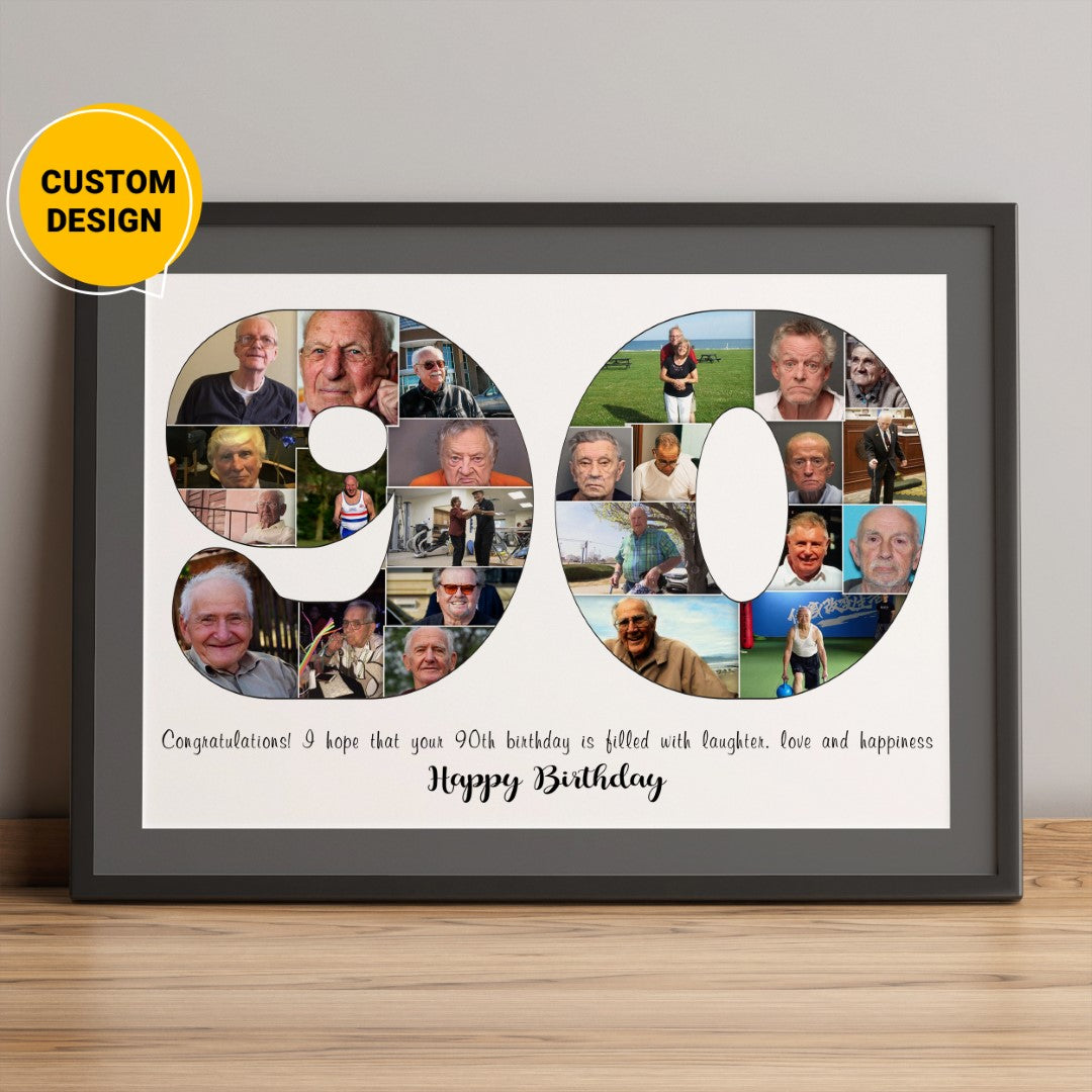Order Online Custom 90th Birthday Wall Decor Gift For Grandpa – CollagemasterCo